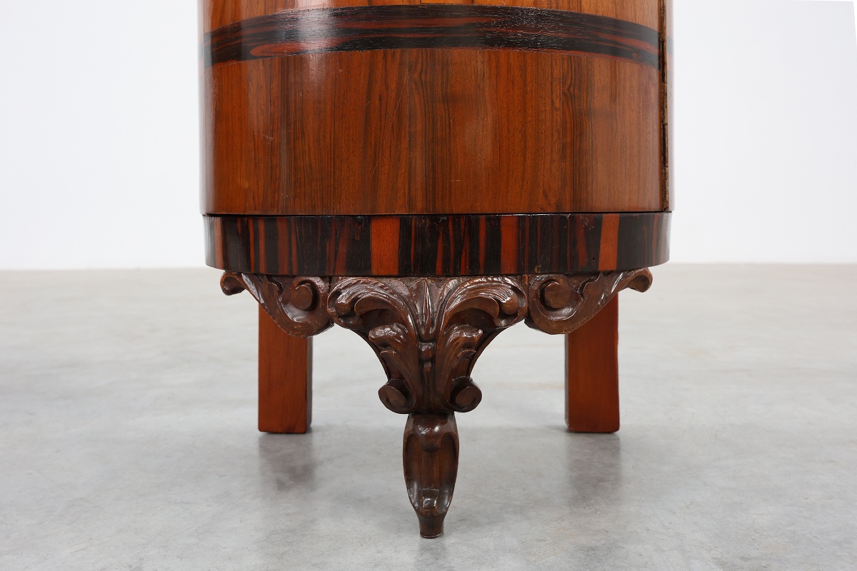 Pair Of Art Deco Walnut And Marble Bedside Tables, Italy, 1920s-photo-3