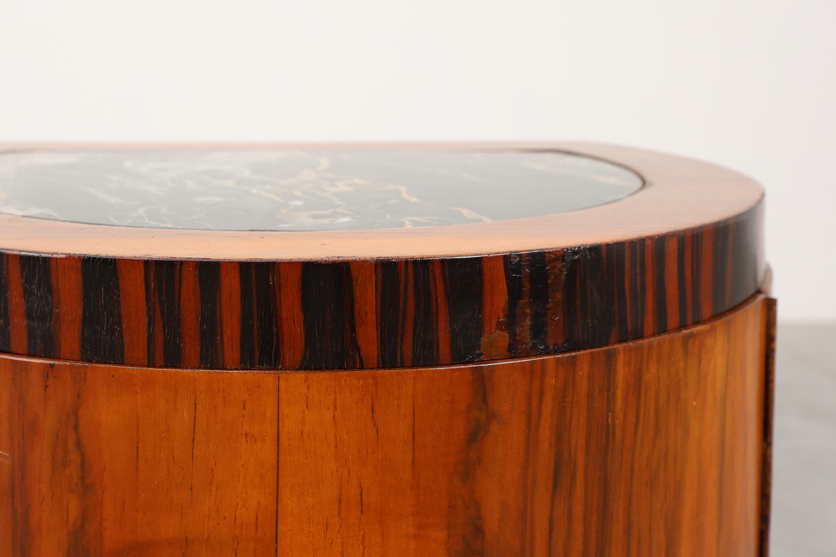 Pair Of Art Deco Walnut And Marble Bedside Tables, Italy, 1920s-photo-5