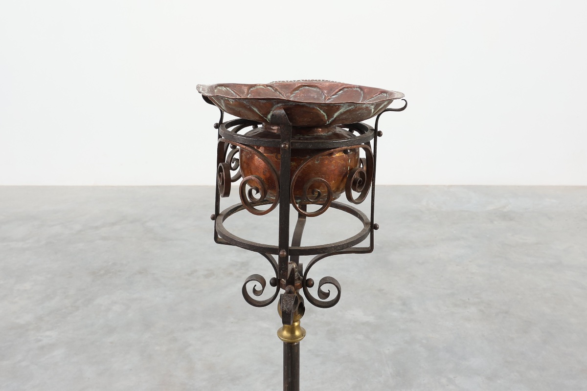 Art Nouveau Planter In Metal And Copper, France Circa 1905-photo-3