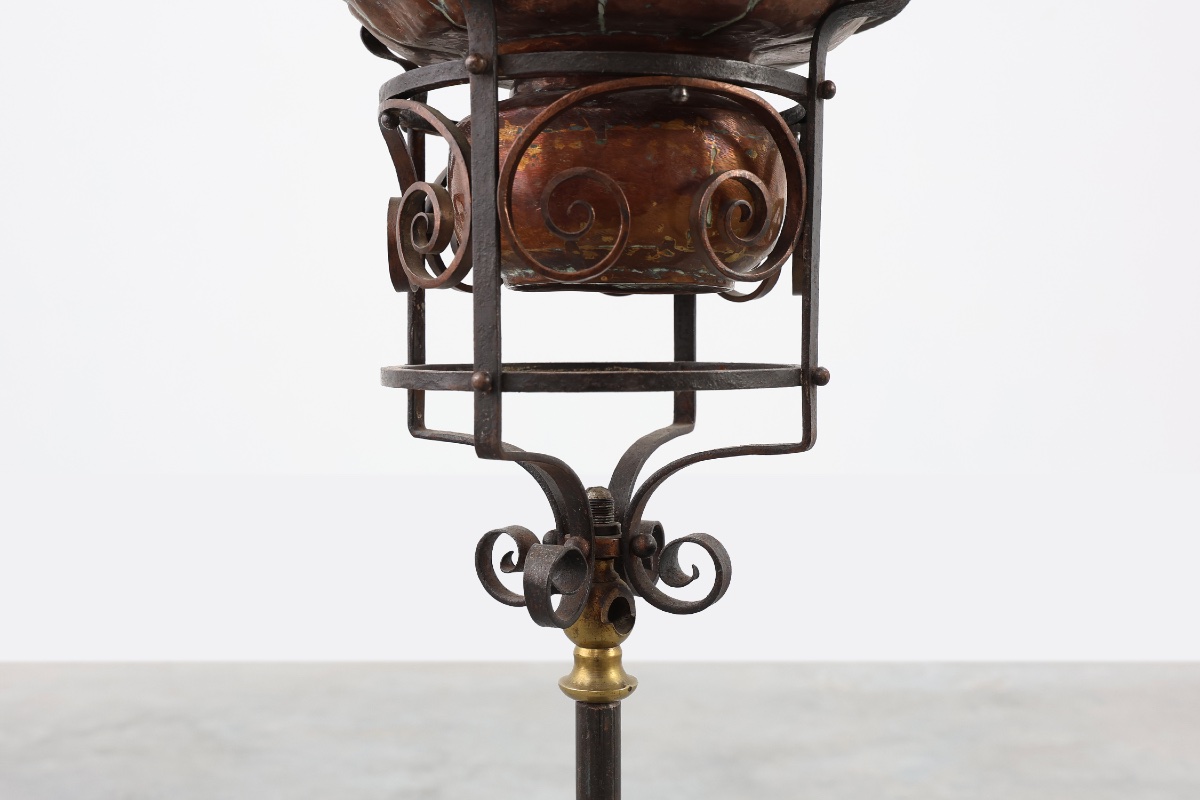Art Nouveau Planter In Metal And Copper, France Circa 1905-photo-2
