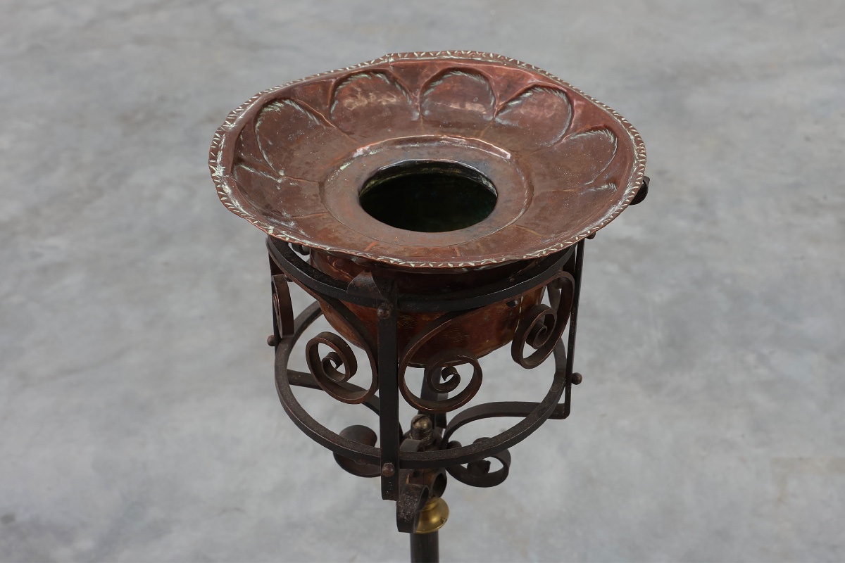 Art Nouveau Planter In Metal And Copper, France Circa 1905-photo-4
