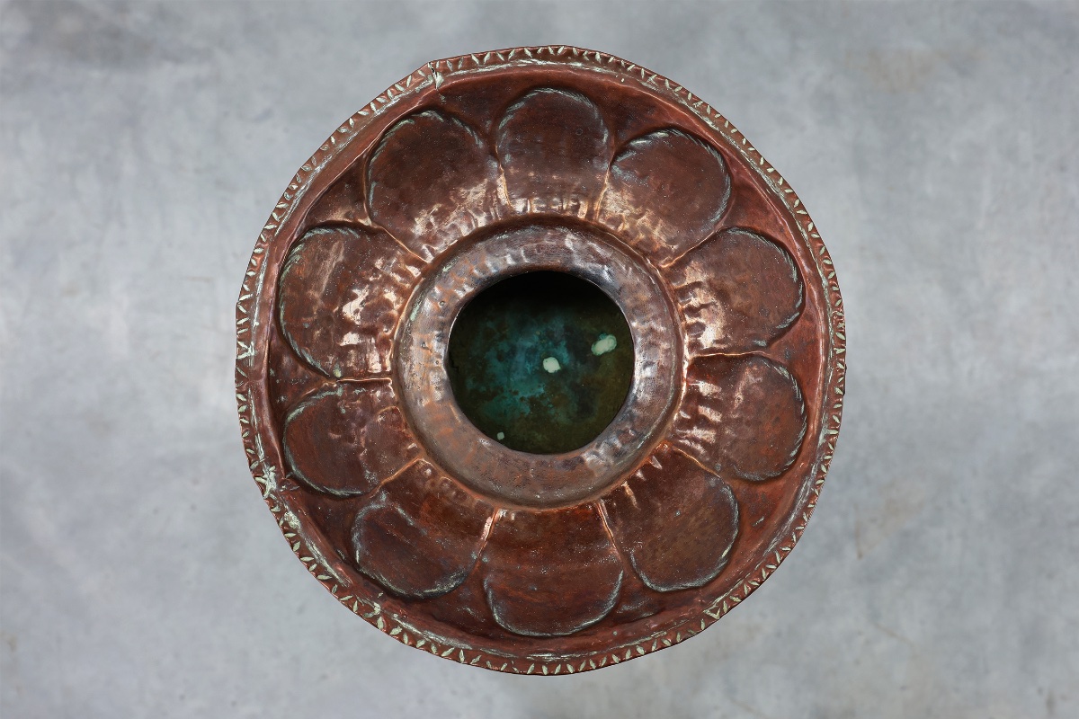 Art Nouveau Planter In Metal And Copper, France Circa 1905-photo-7