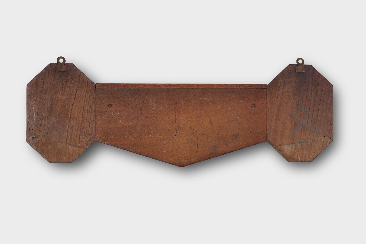 Art Deco Oak And Copper Coat Rack, Belgium, 1920s-photo-3