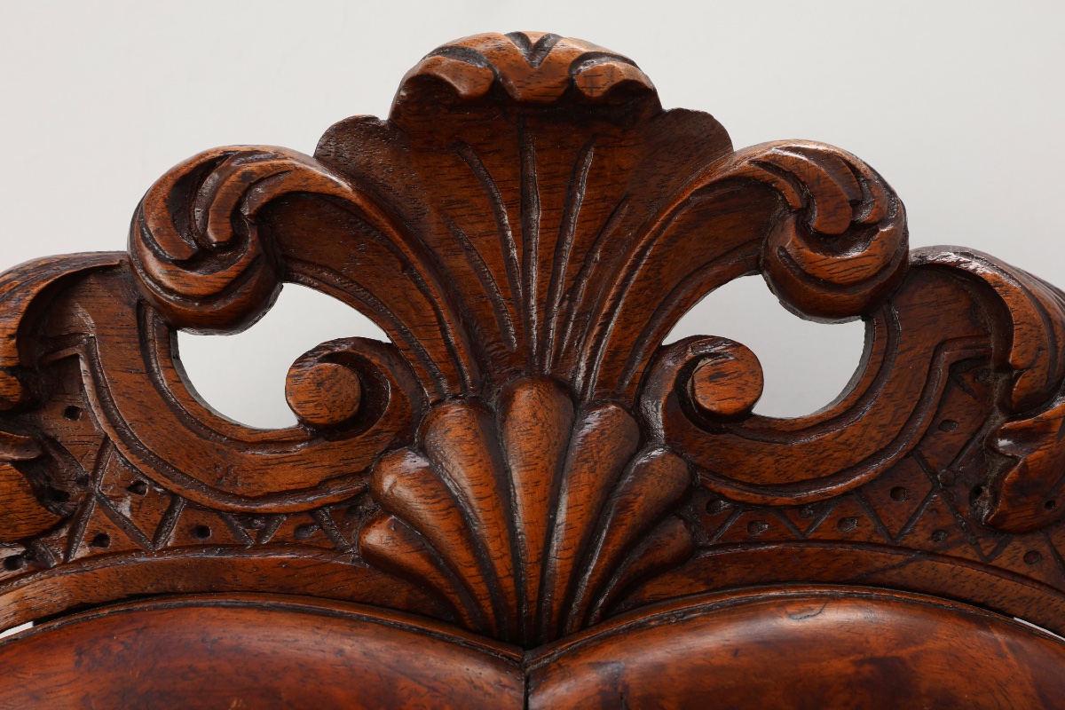      Louis XV-style Scalloped Burl Veneer Mirror, France, Late 19th Century-photo-2