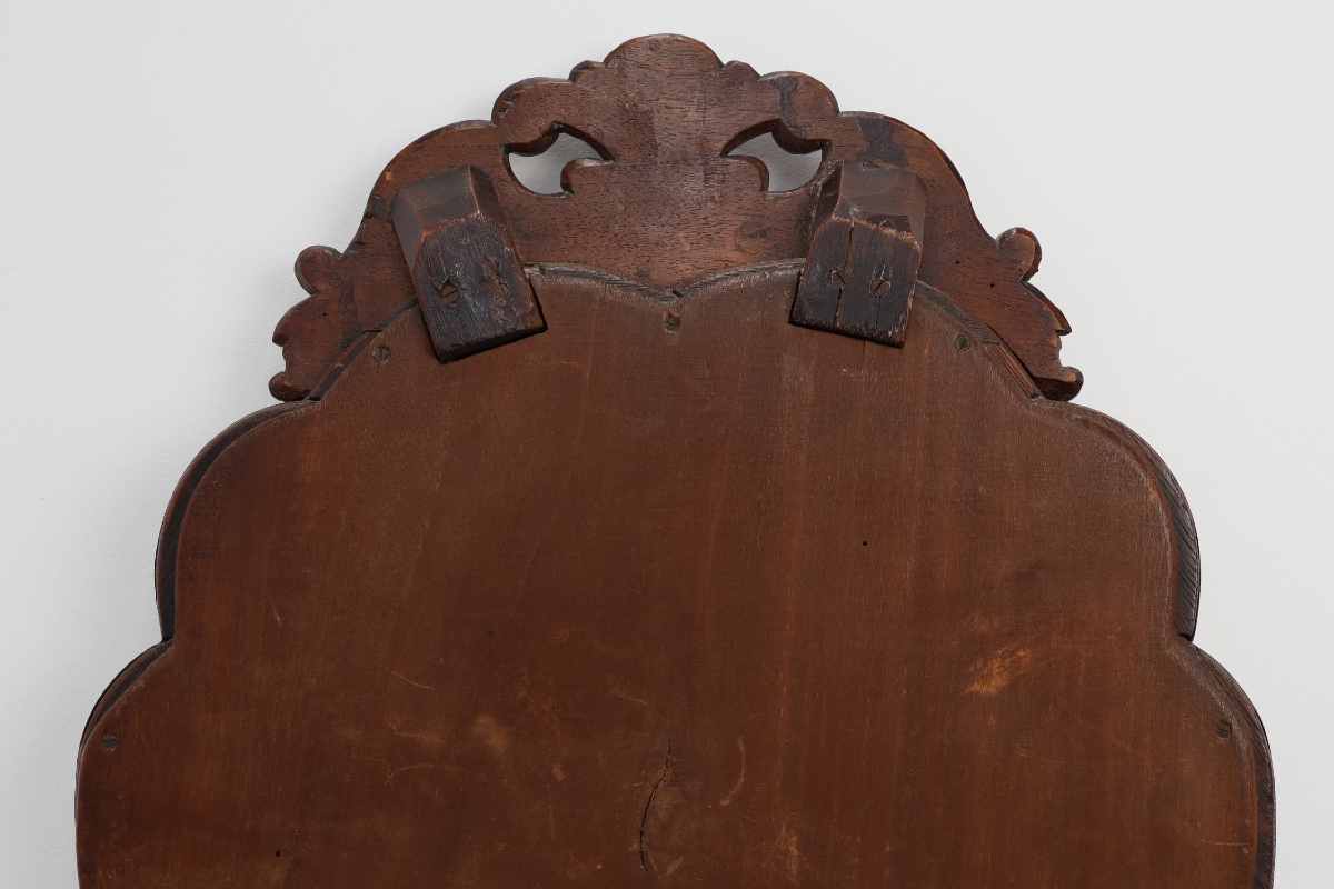      Louis XV-style Scalloped Burl Veneer Mirror, France, Late 19th Century-photo-6