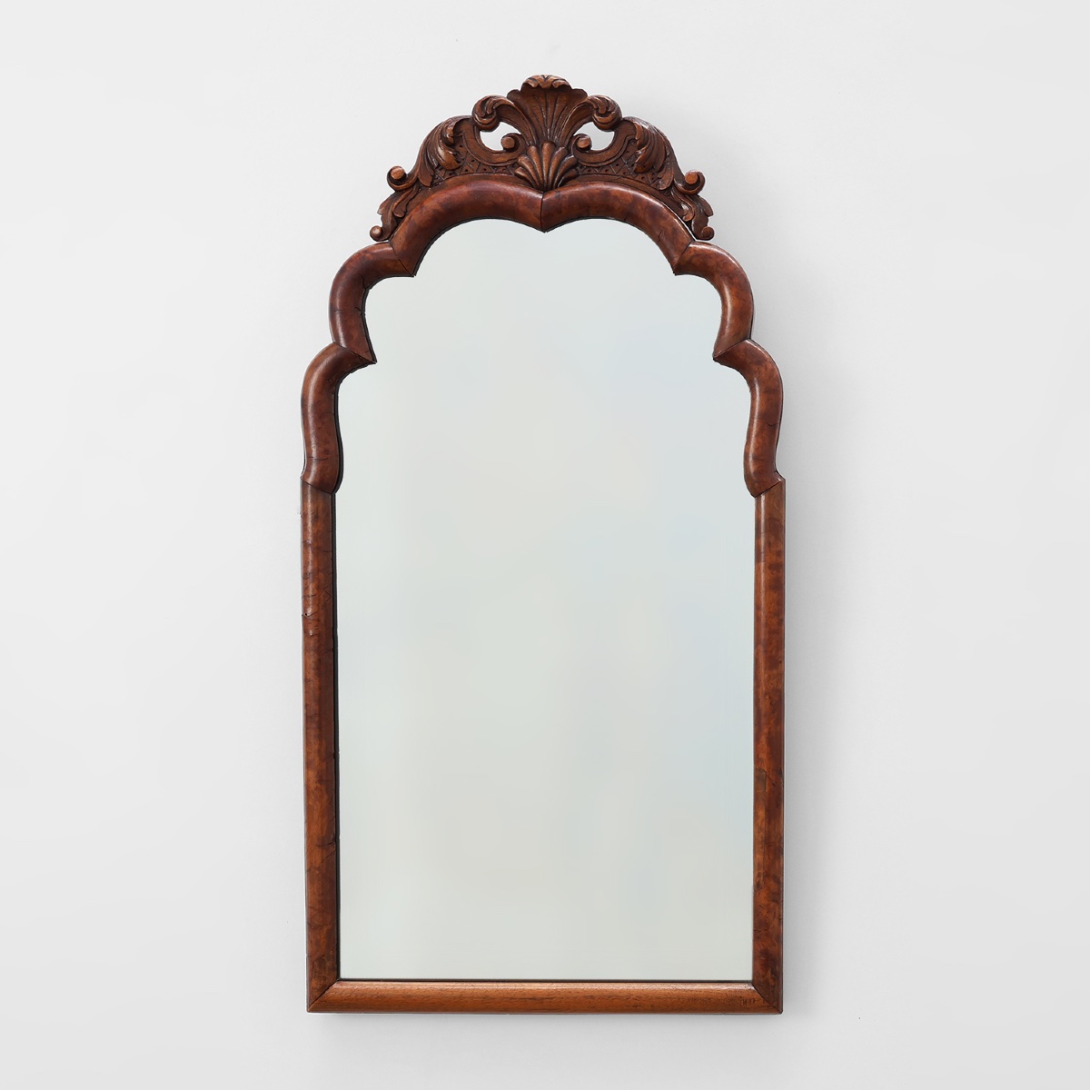      Louis XV-style Scalloped Burl Veneer Mirror, France, Late 19th Century