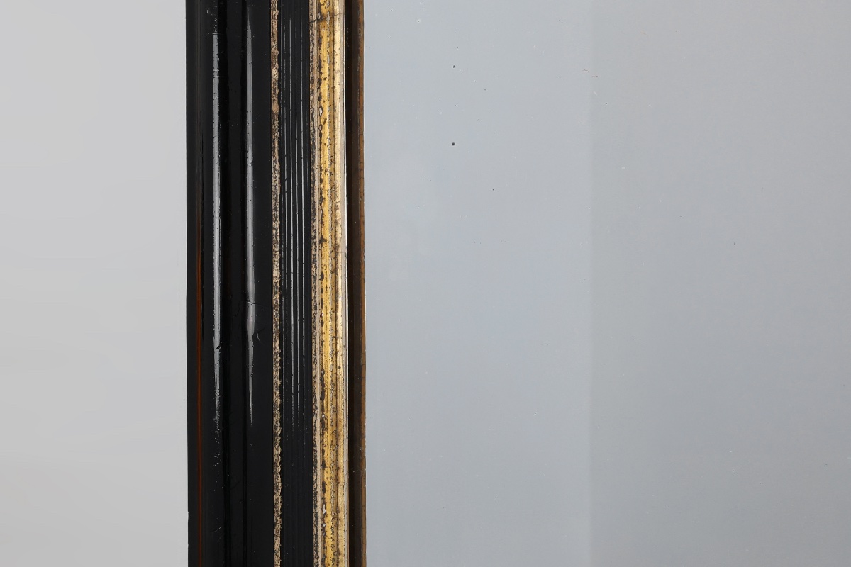 Miroir Louis-Philippe en bois laqué noir et doré, France, vers 1850-photo-4