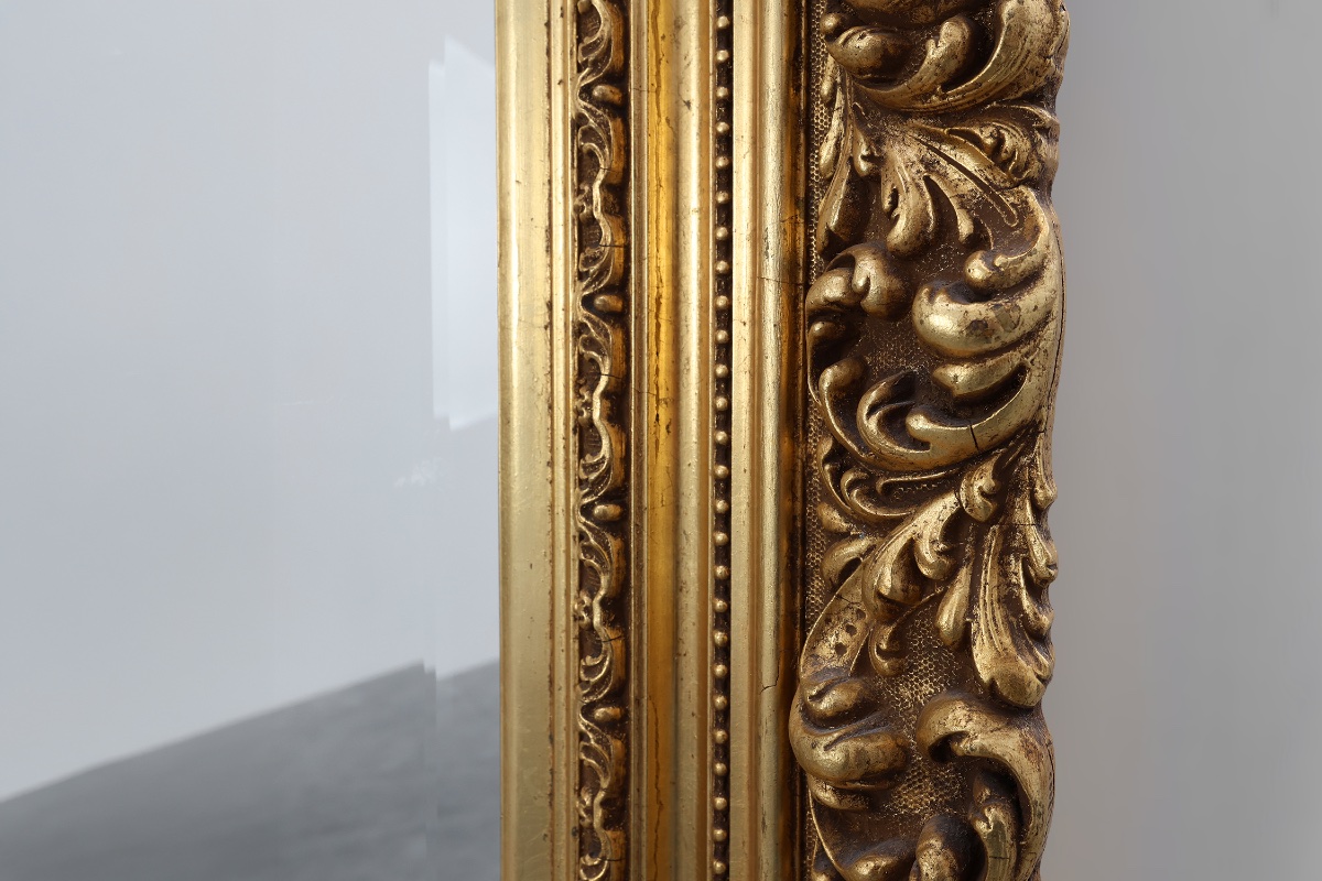Baroque Mirror In Gilded Wood, Decorated With Acanthus Scrolls, France, Circa 1880-photo-3