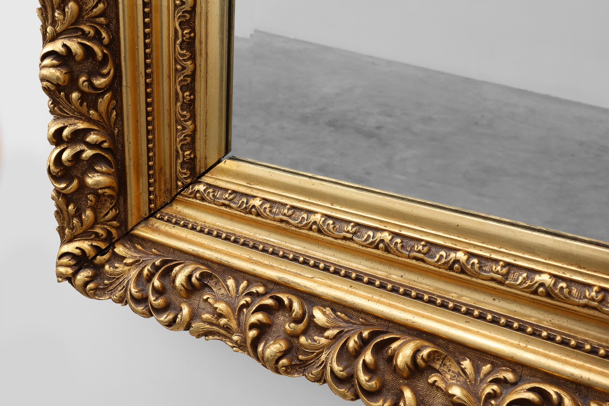 Baroque Mirror In Gilded Wood, Decorated With Acanthus Scrolls, France, Circa 1880-photo-5