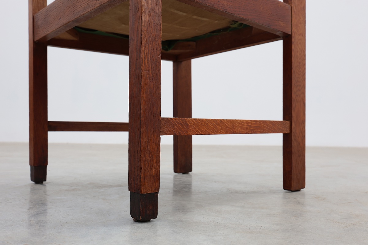 Oak And Velvet Occasional Chair, Amsterdam School Style, Netherlands, 1920s-photo-3