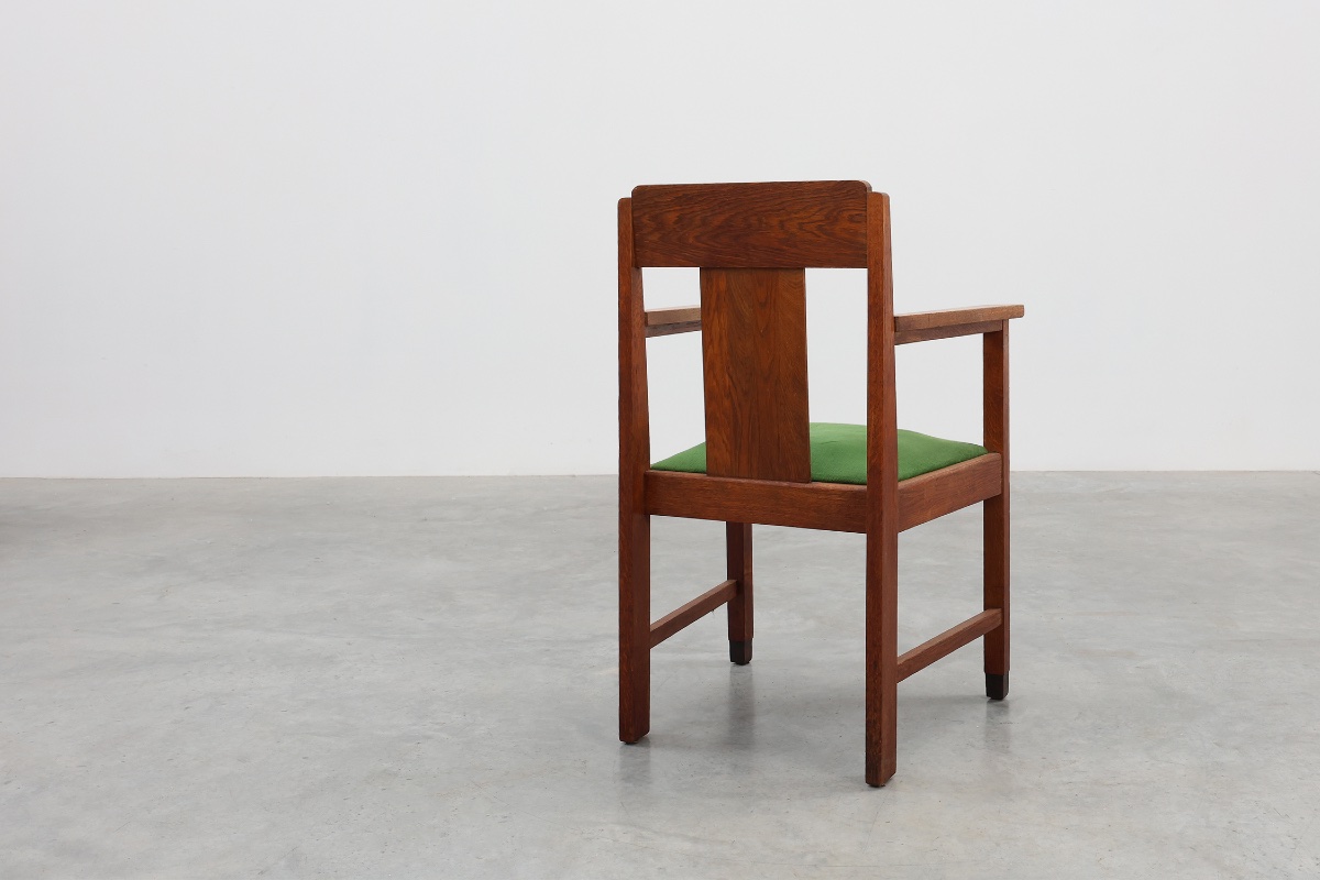 Oak And Velvet Occasional Chair, Amsterdam School Style, Netherlands, 1920s-photo-4