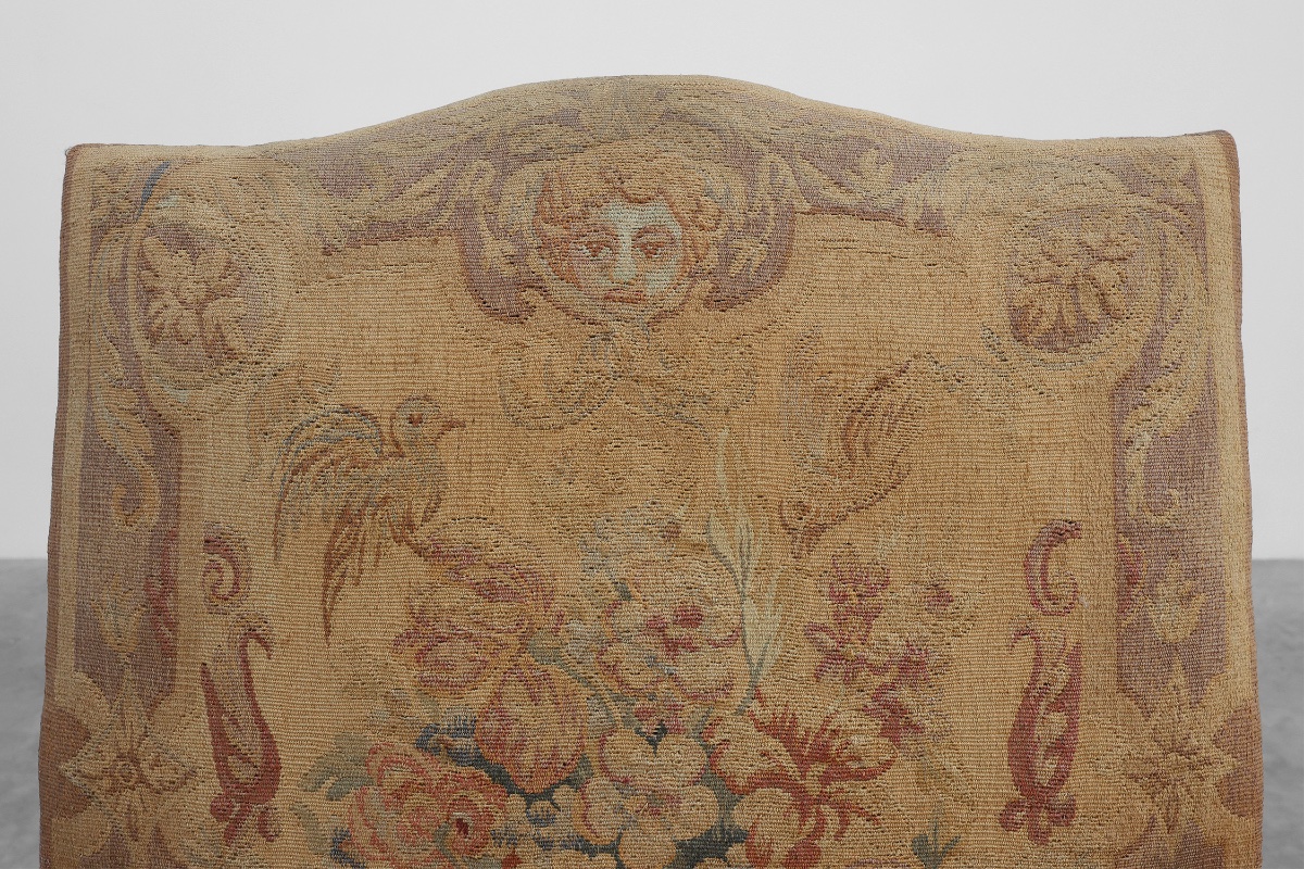 Carved Walnut Armchair, Decorated With Scrollwork And Upholstered, France, Circa 1800-photo-4