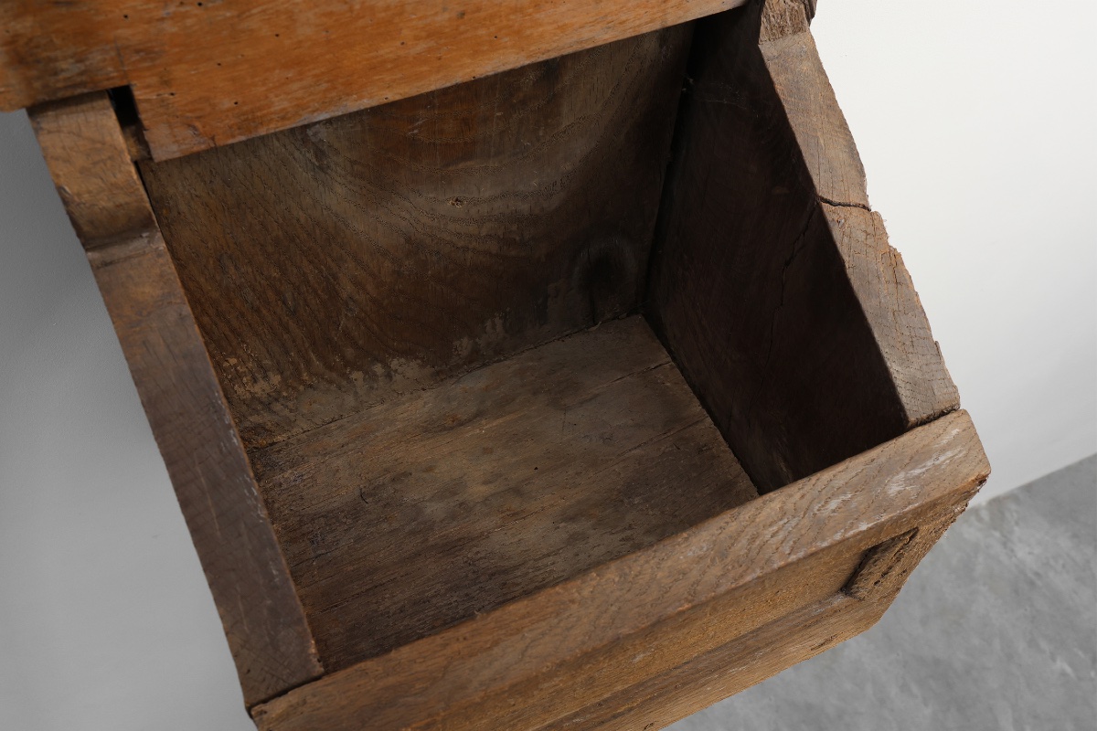 Antique French Oak Wall Salt Box, Ca. 1850-photo-2