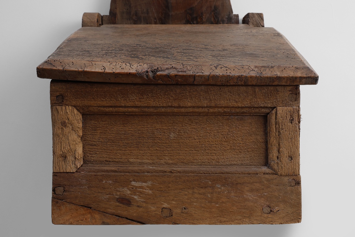 Antique French Oak Wall Salt Box, Ca. 1850-photo-5