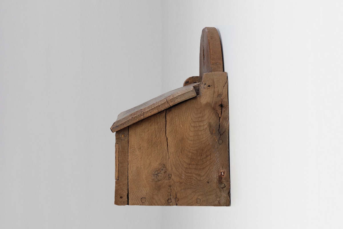 Antique French Oak Wall Salt Box, Ca. 1850-photo-7