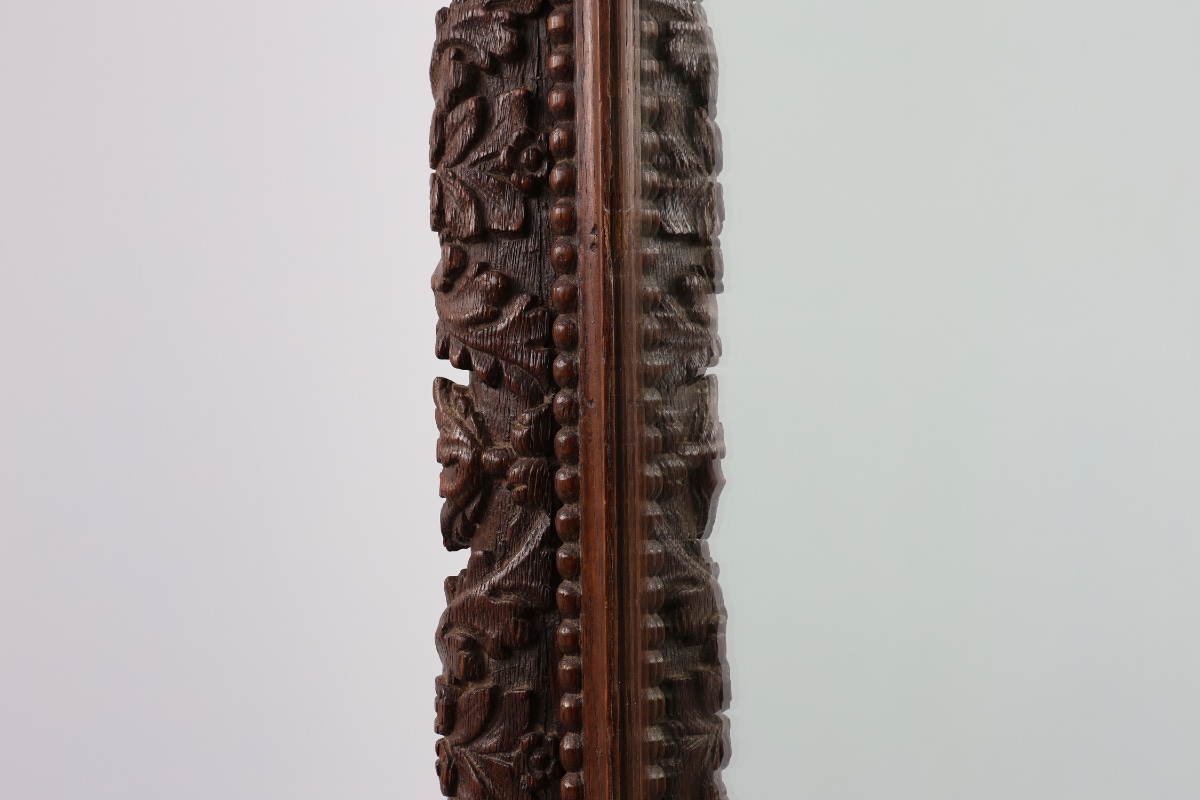 Grand miroir ancien français en chêne sculpté, fin XIXe siècle-photo-4