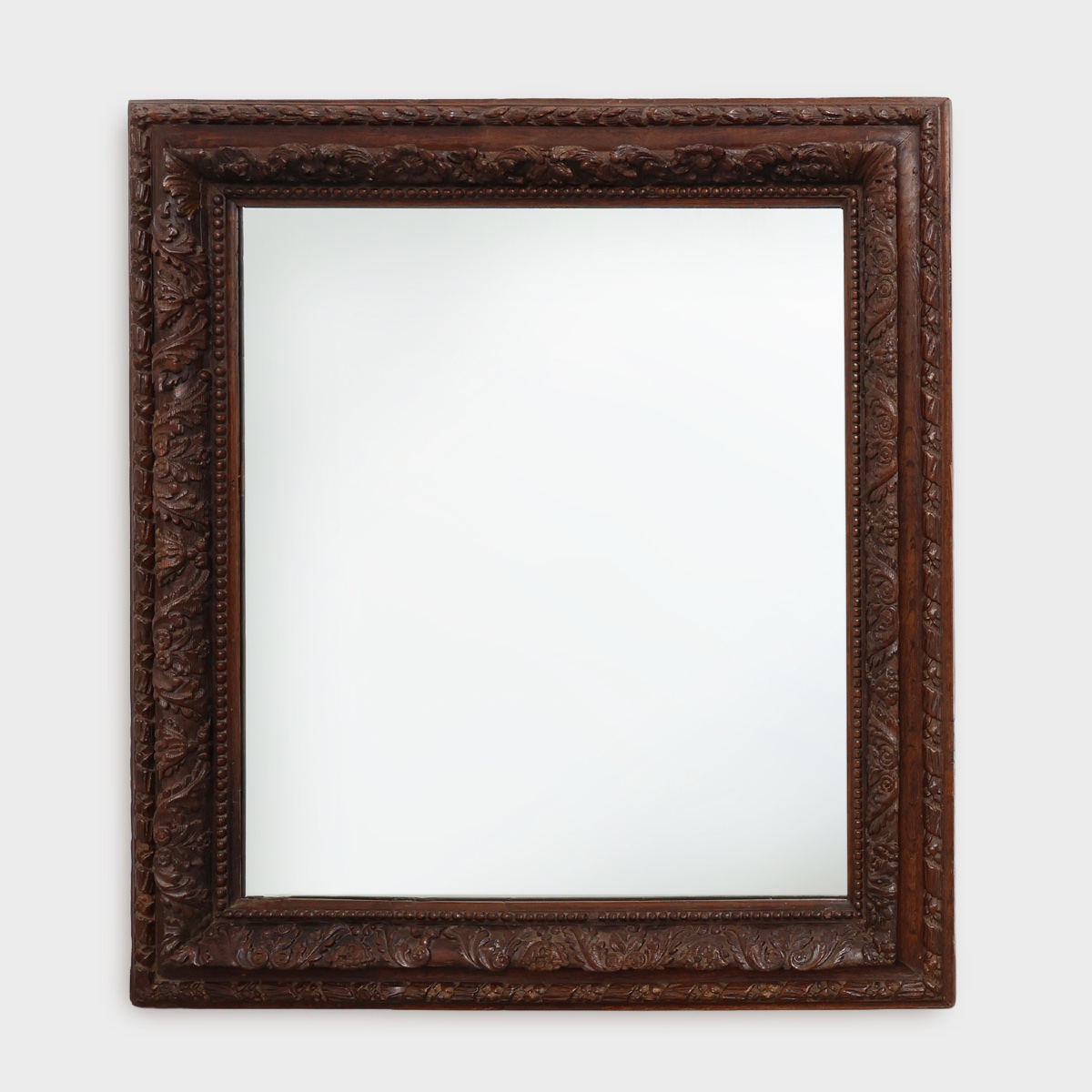 Grand miroir ancien français en chêne sculpté, fin XIXe siècle