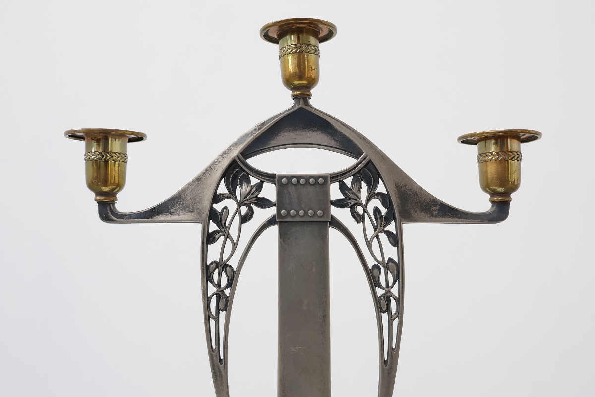 Art Nouveau Three‑arm Candelabrum By Wmf, Early 20th Century-photo-3