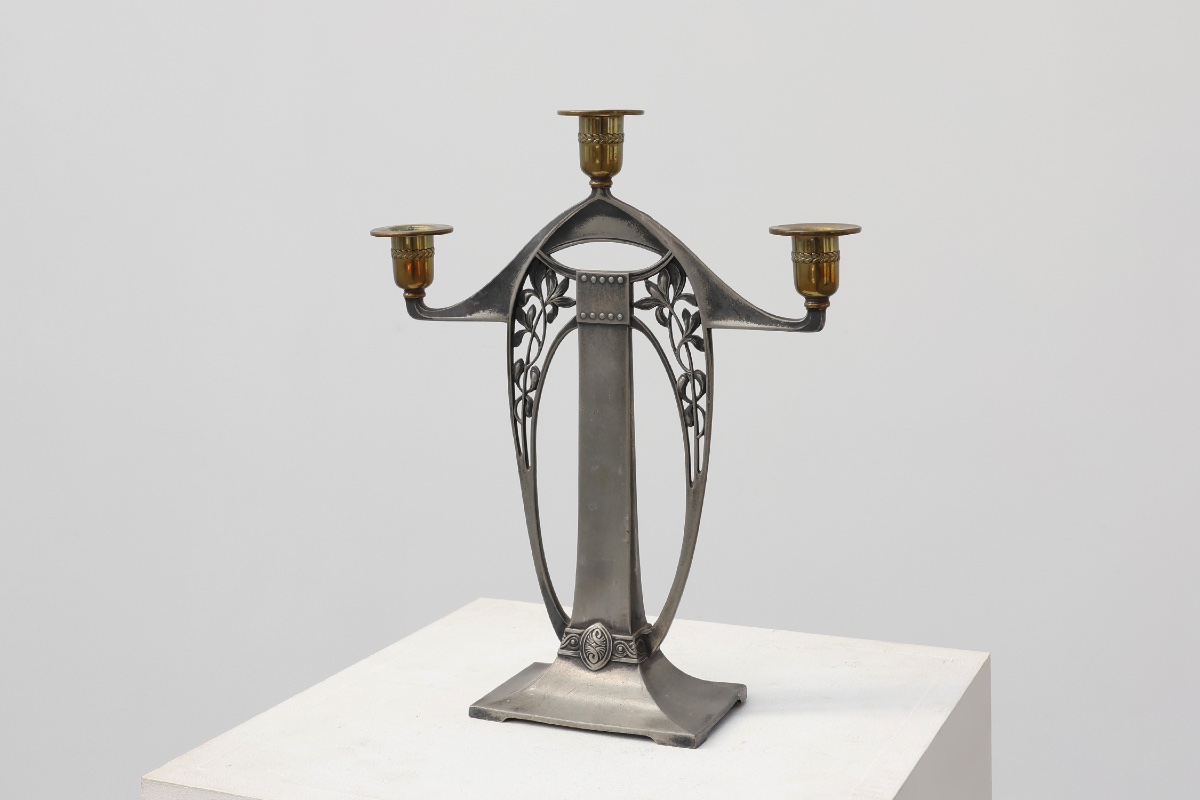 Art Nouveau Three‑arm Candelabrum By Wmf, Early 20th Century-photo-1