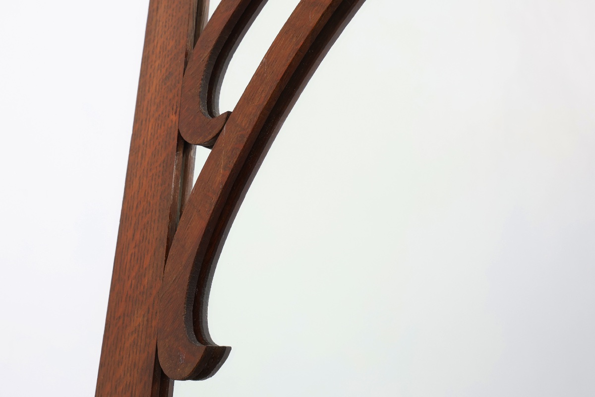 Art Nouveau Mirror In Oak With Gilded Inlay, France Ca. 1915-photo-4