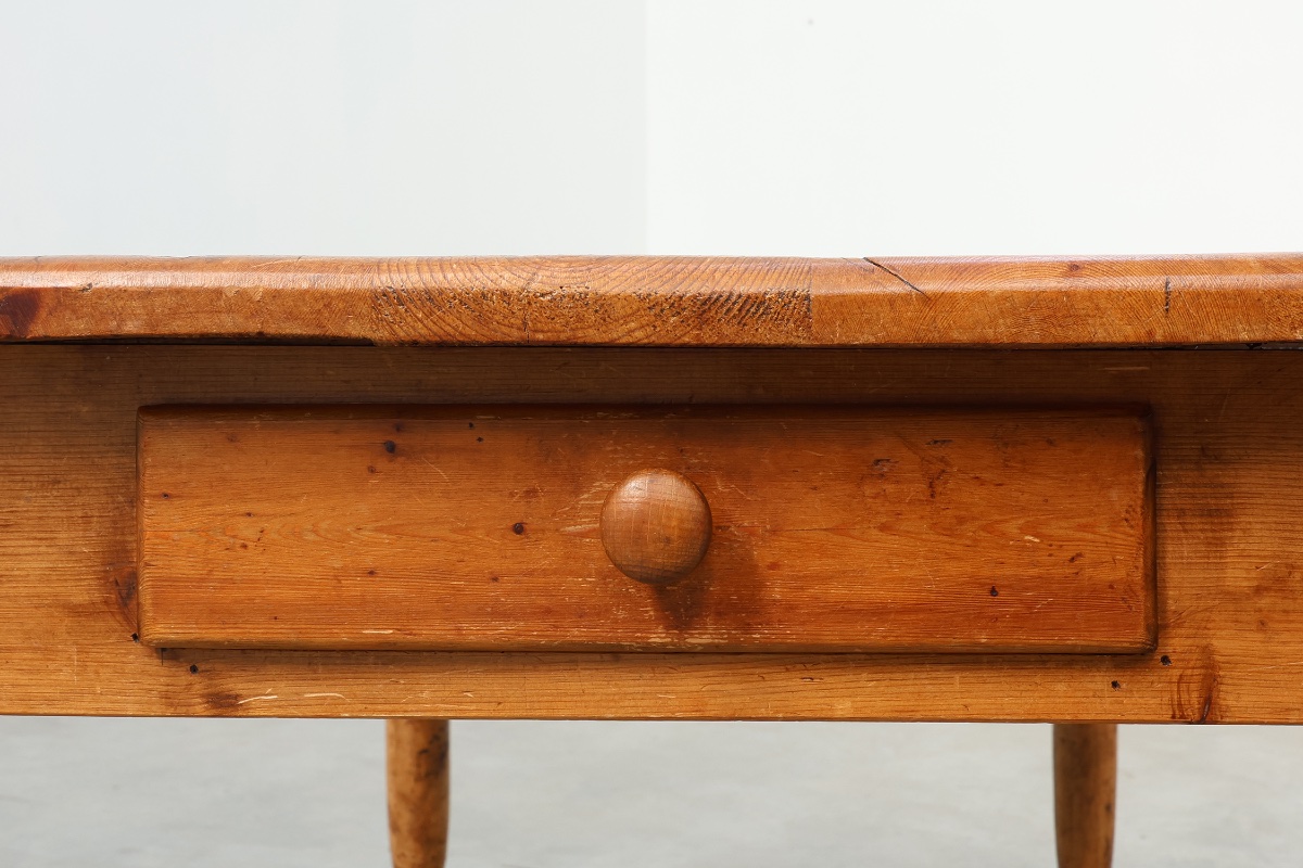 Antique Pine Farmhouse Table, France, Late 19th century -photo-2
