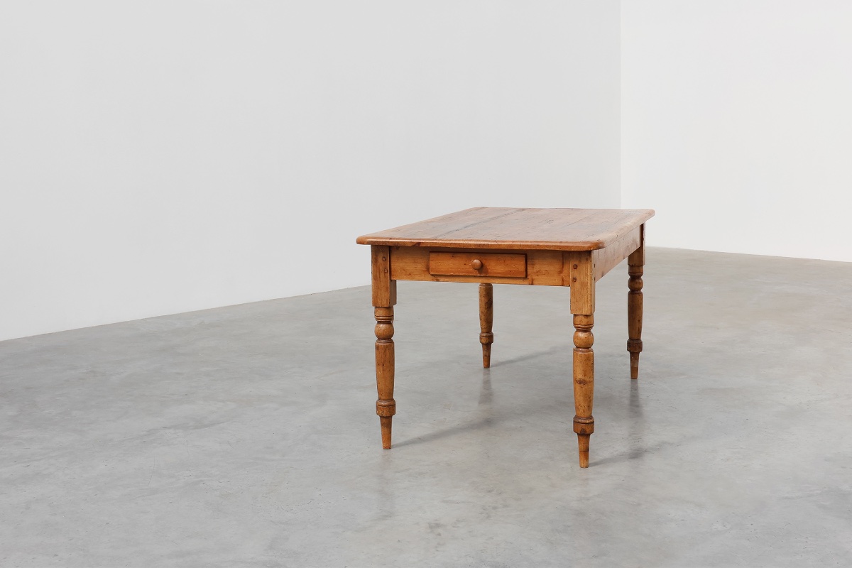 Antique Pine Farmhouse Table, France, Late 19th century -photo-3