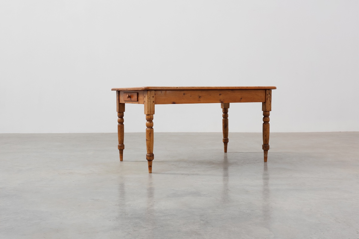 Antique Pine Farmhouse Table, France, Late 19th century -photo-5