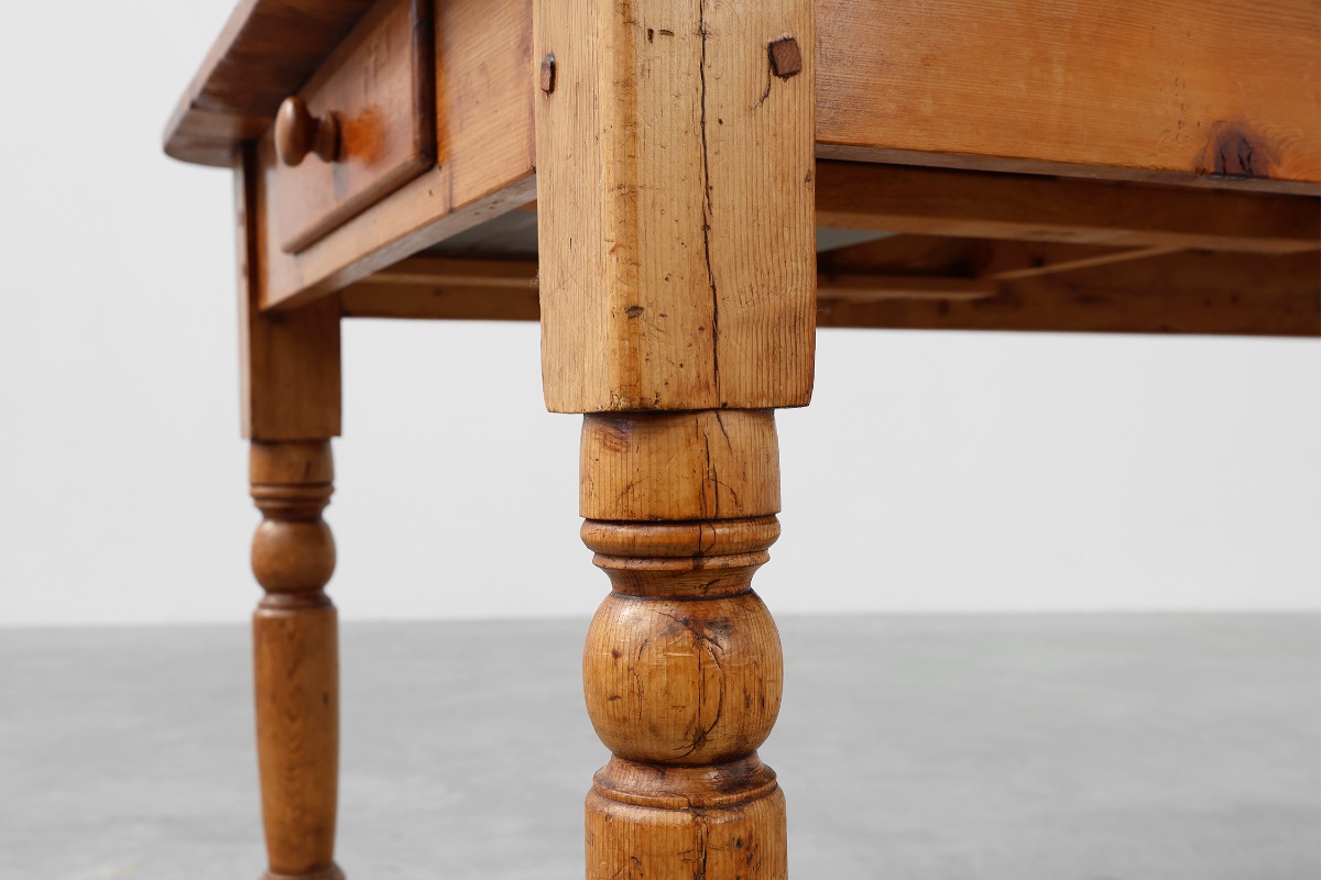 Antique Pine Farmhouse Table, France, Late 19th century -photo-6