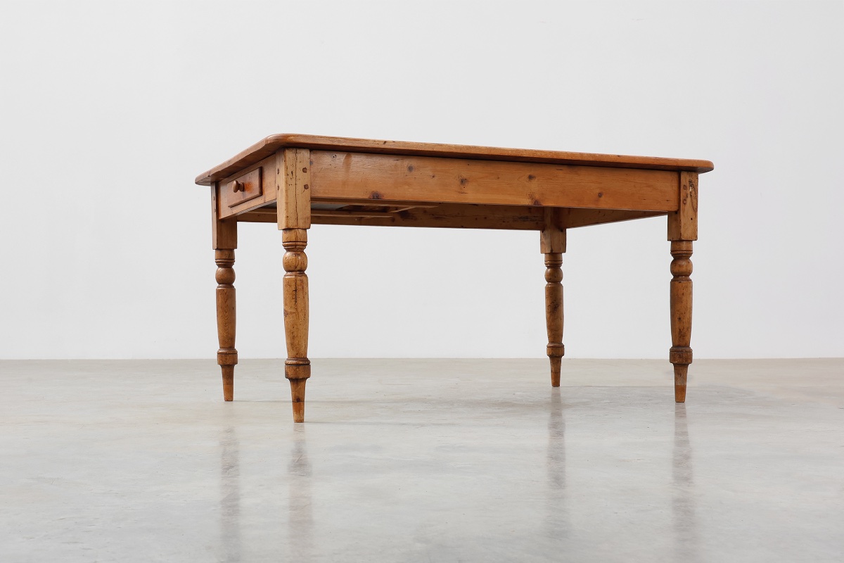 Antique Pine Farmhouse Table, France, Late 19th century -photo-7