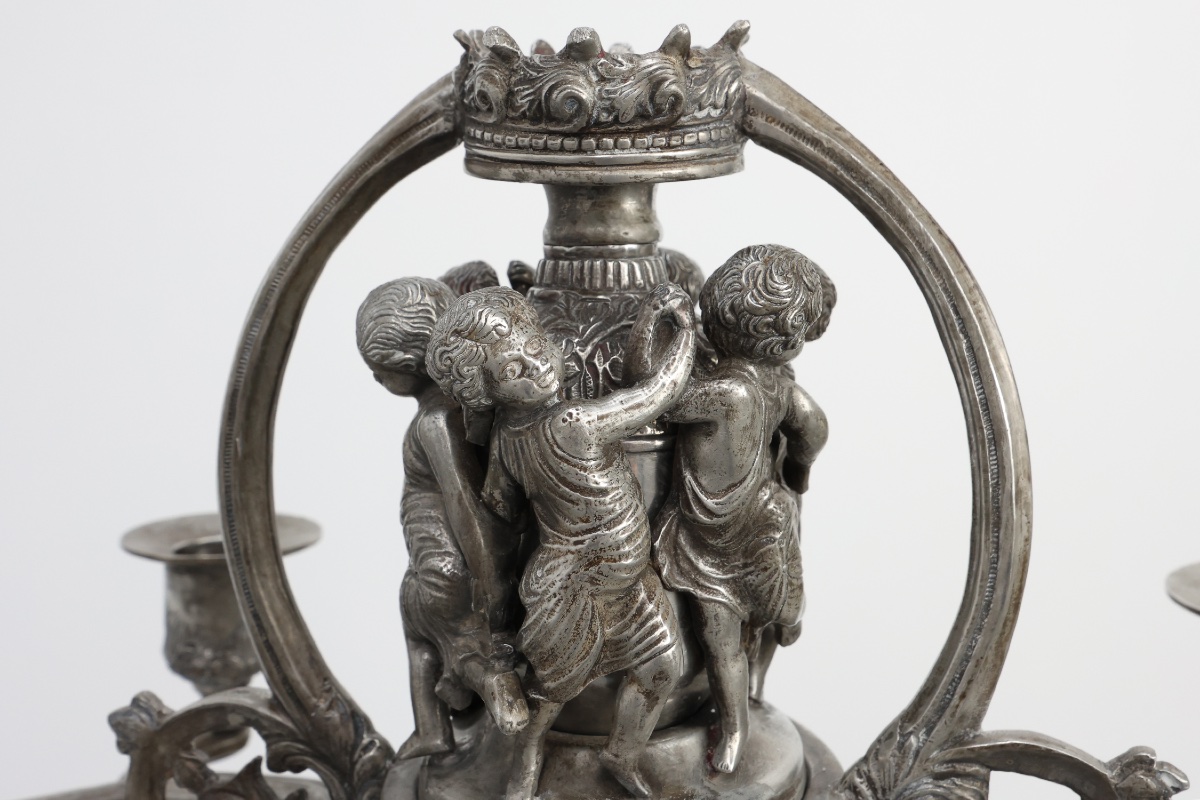Art Nouveau Tin Candle Holder By Achille Gamba, Italy Ca. 1900-photo-2