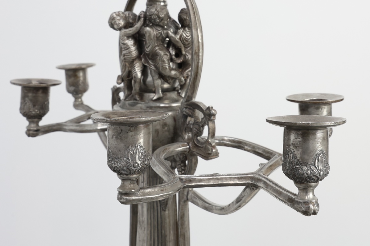 Art Nouveau Tin Candle Holder By Achille Gamba, Italy Ca. 1900-photo-5