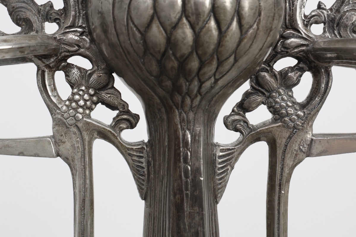 Art Nouveau Tin Candle Holder By Achille Gamba, Italy Ca. 1900-photo-6