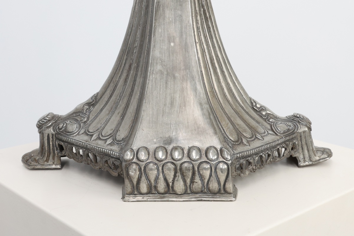 Art Nouveau Tin Candle Holder By Achille Gamba, Italy Ca. 1900-photo-7