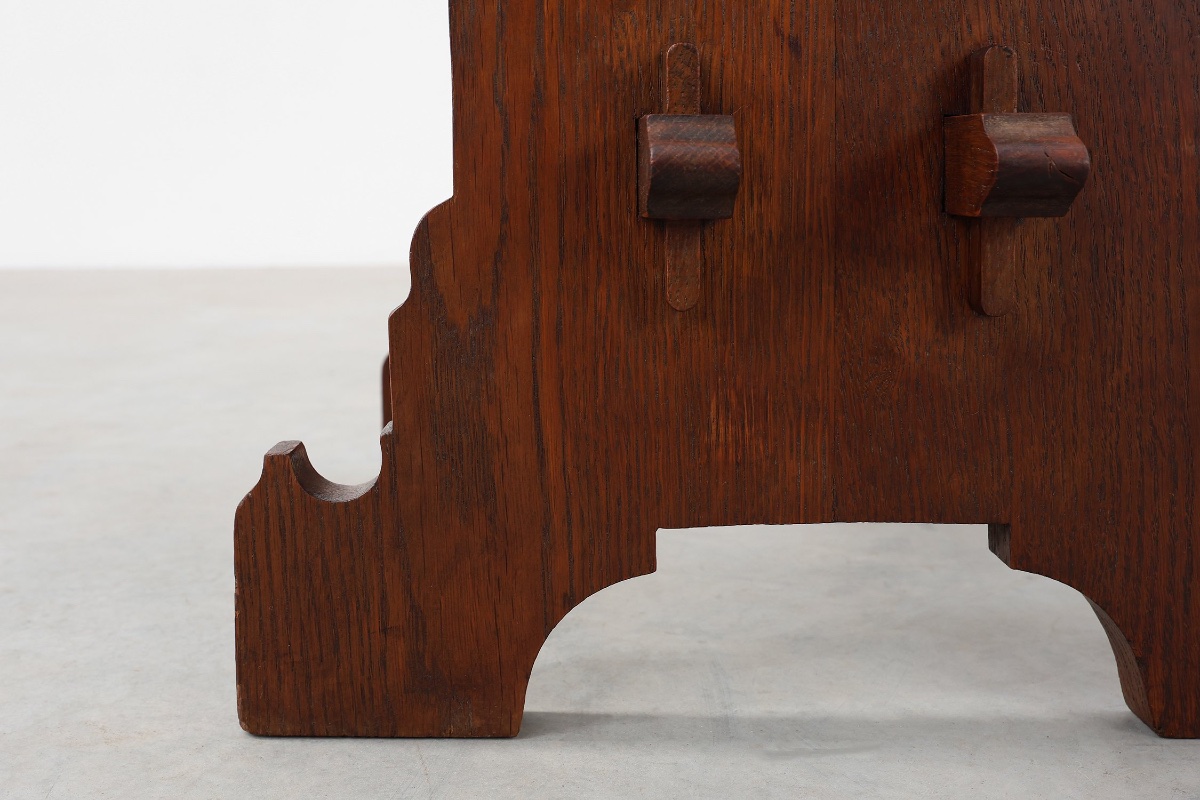 Tabouret belge Arts & Crafts en chêne, 1890-photo-1