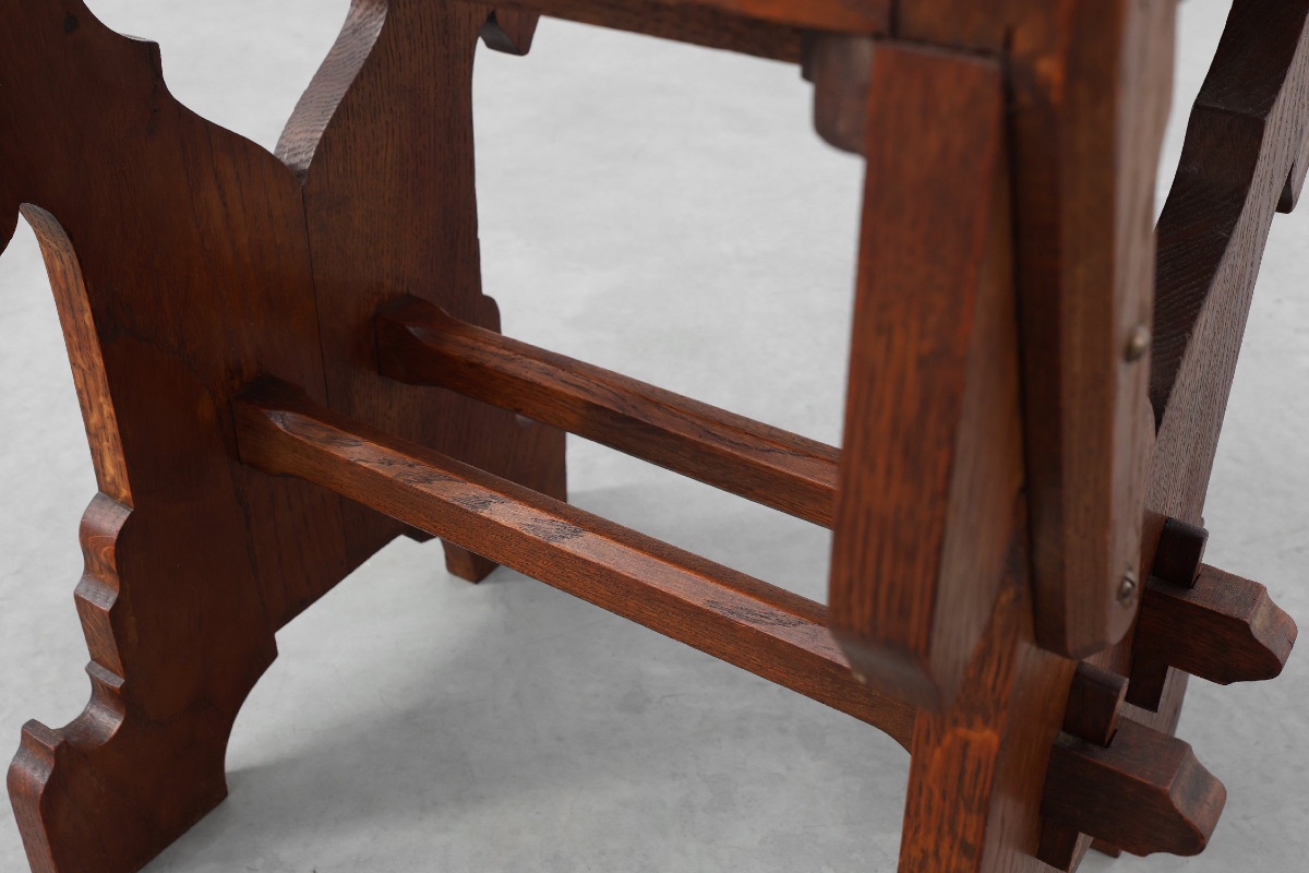 Tabouret belge Arts & Crafts en chêne, 1890-photo-4
