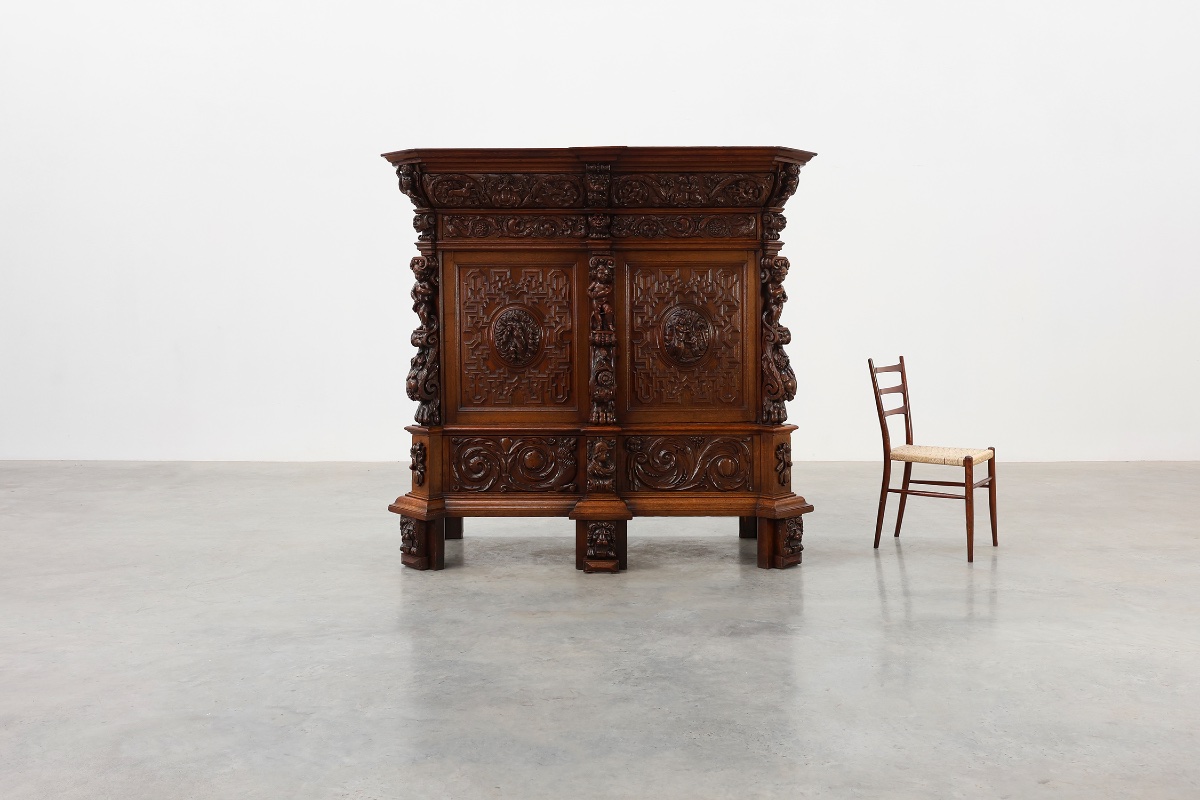 Flemish Renaissance "beeldenkast" Cabinet In Oak Wood Antwerp, Ca. 1630-photo-2