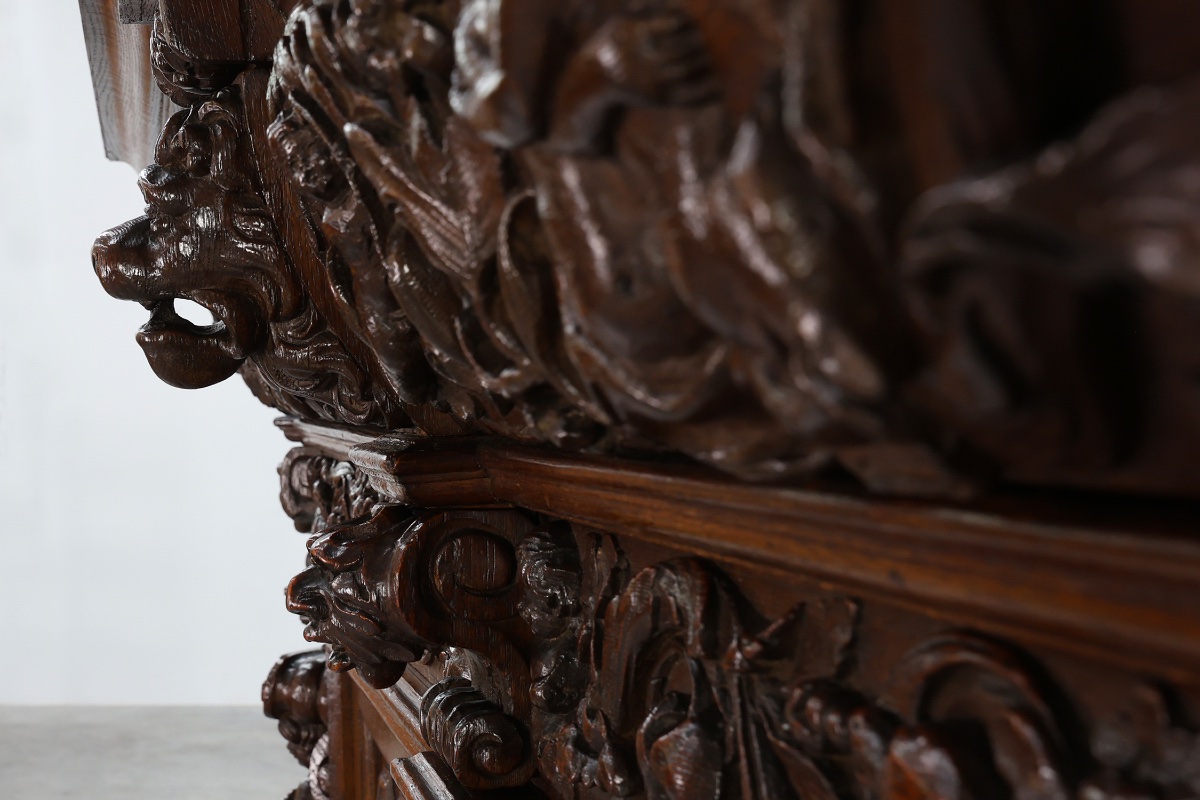 Flemish Renaissance "beeldenkast" Cabinet In Oak Wood Antwerp, Ca. 1630-photo-2