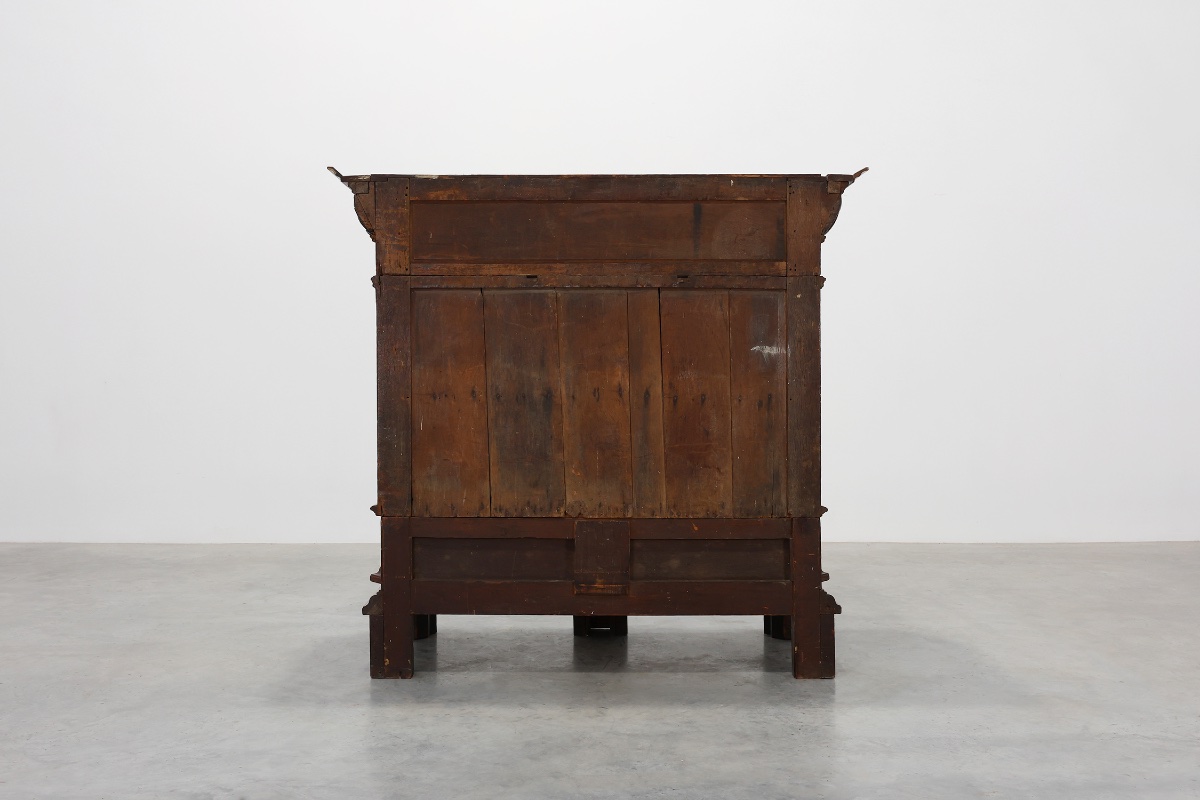 Flemish Renaissance "beeldenkast" Cabinet In Oak Wood Antwerp, Ca. 1630-photo-4