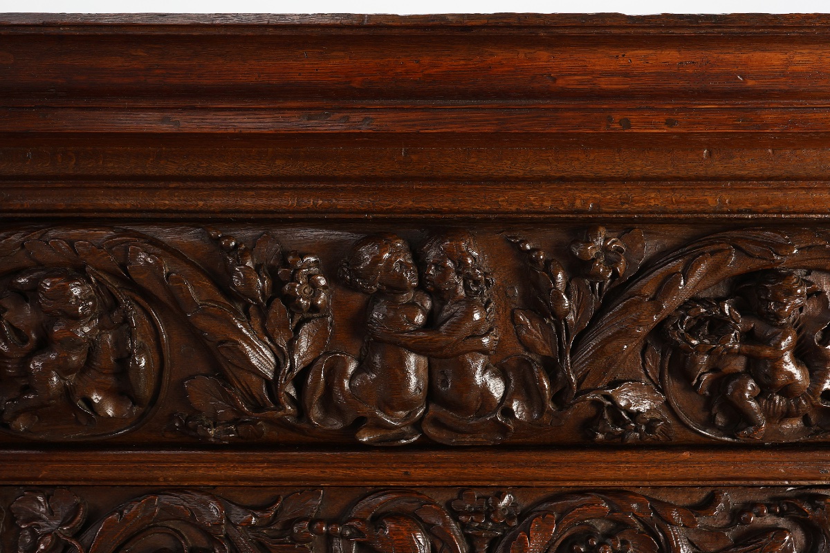 Flemish Renaissance "beeldenkast" Cabinet In Oak Wood Antwerp, Ca. 1630-photo-6