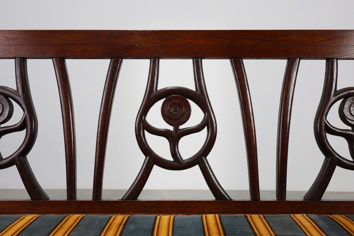Banc Art Déco belge en chêne, années 1920-photo-1
