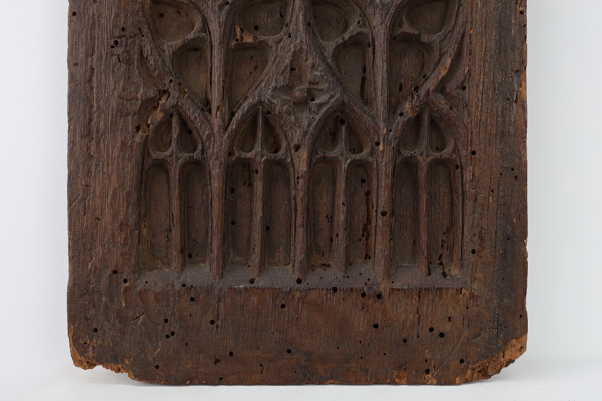Panneau en chêne sculpté, style gothique tardif, France, XVe siècle-photo-4