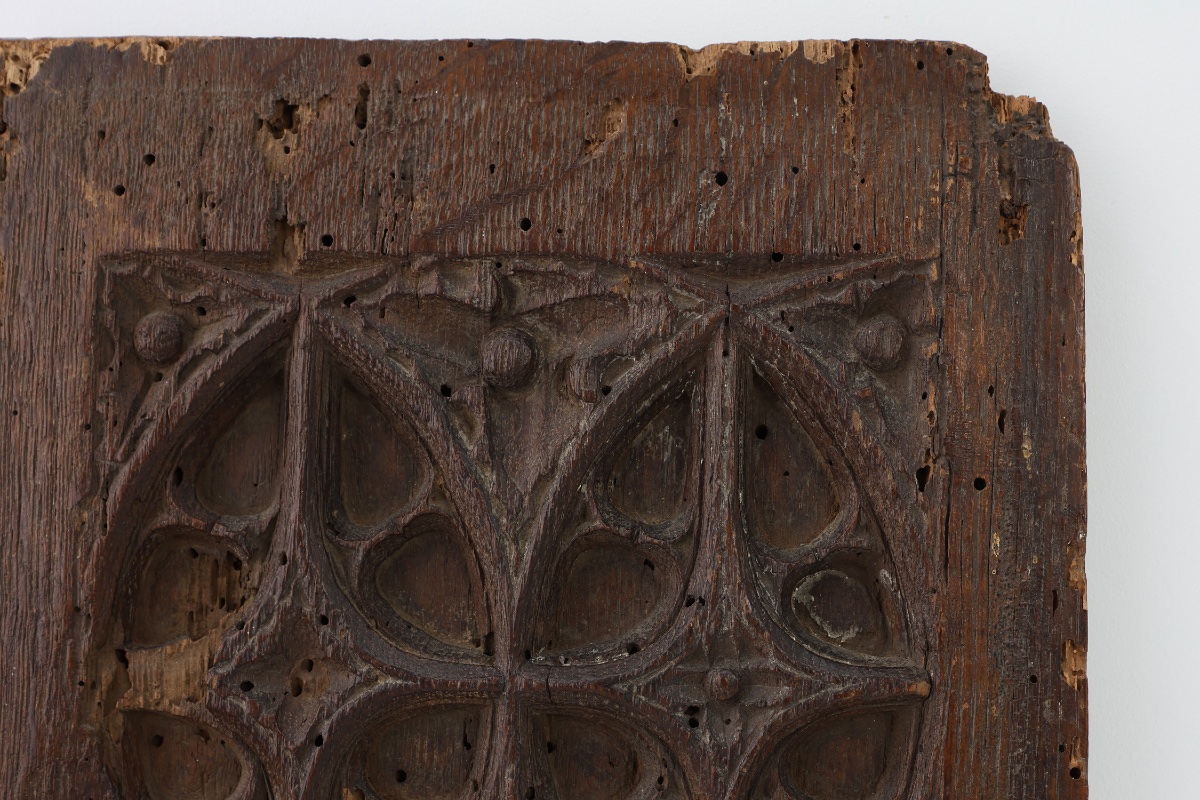 Panneau en chêne sculpté, style gothique tardif, France, XVe siècle-photo-1