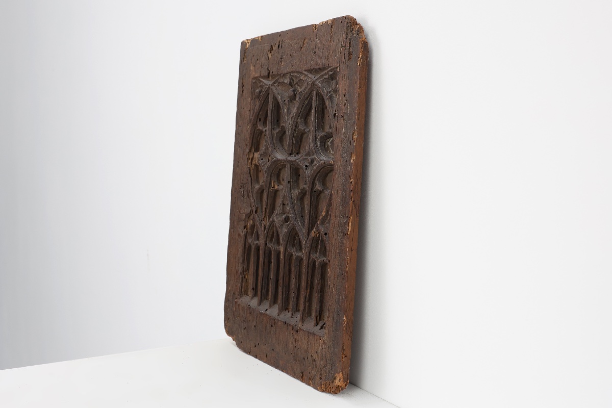 Panneau en chêne sculpté, style gothique tardif, France, XVe siècle-photo-2
