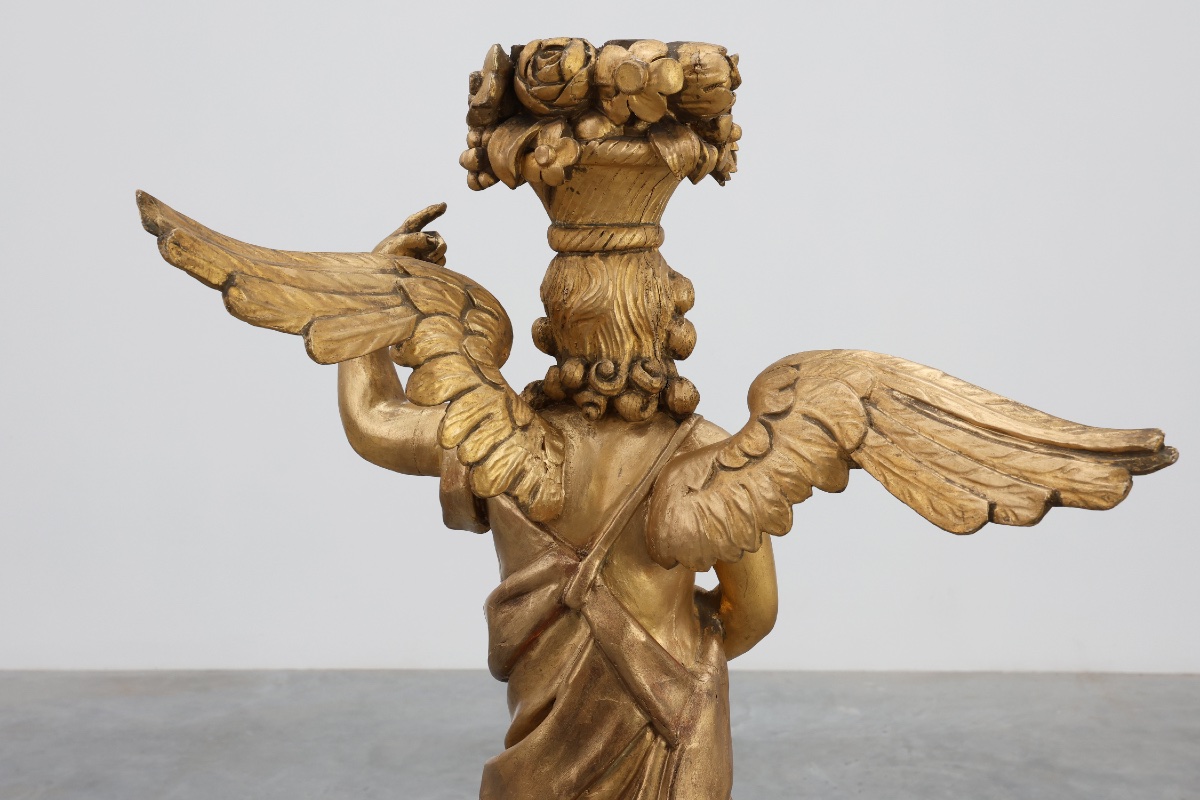 Gilded Oak Angel, Louis XVI Style, Part Of An Altar, Early 18th Century-photo-4