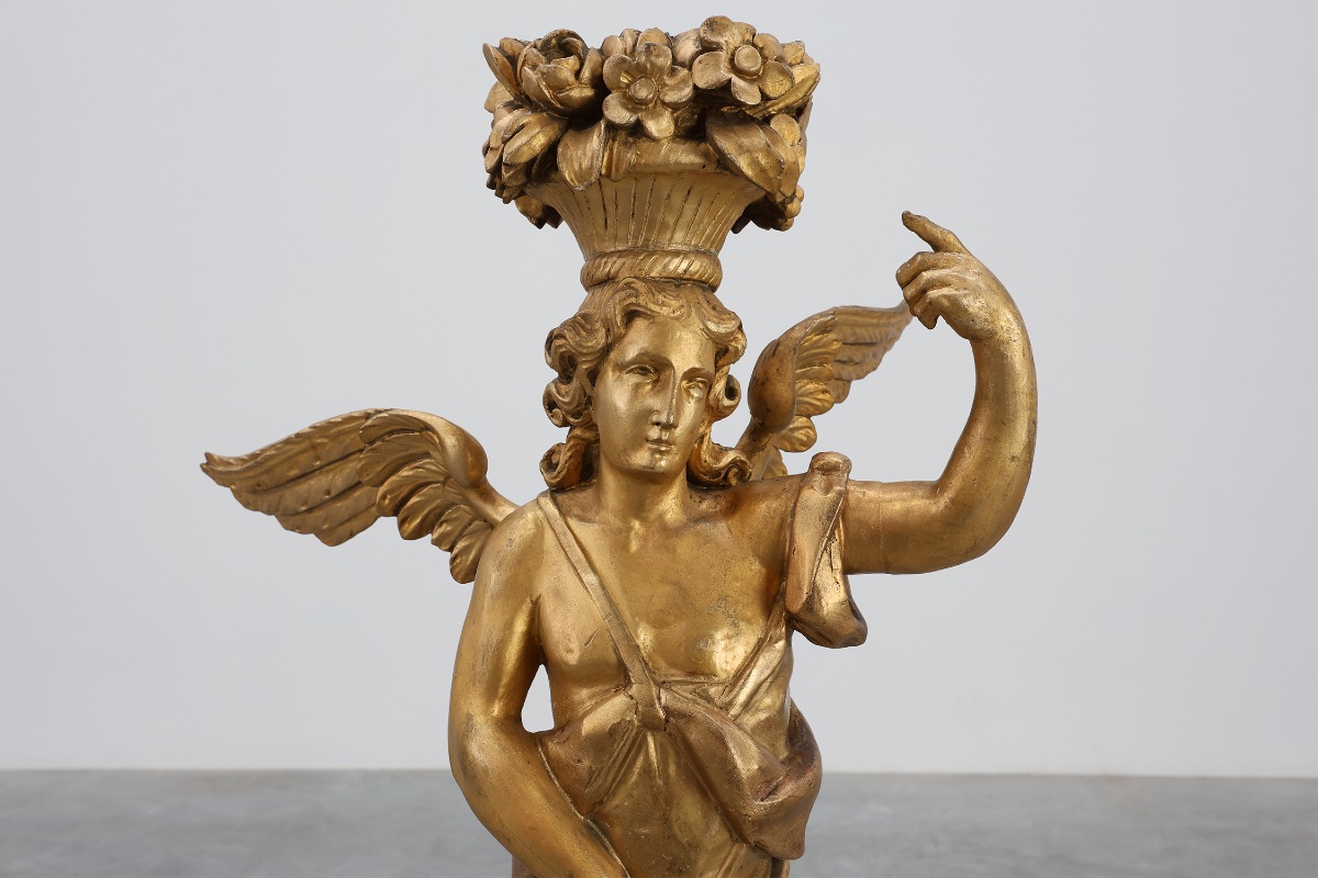 Gilded Oak Angel, Louis XVI Style, Part Of An Altar, Early 18th Century-photo-1