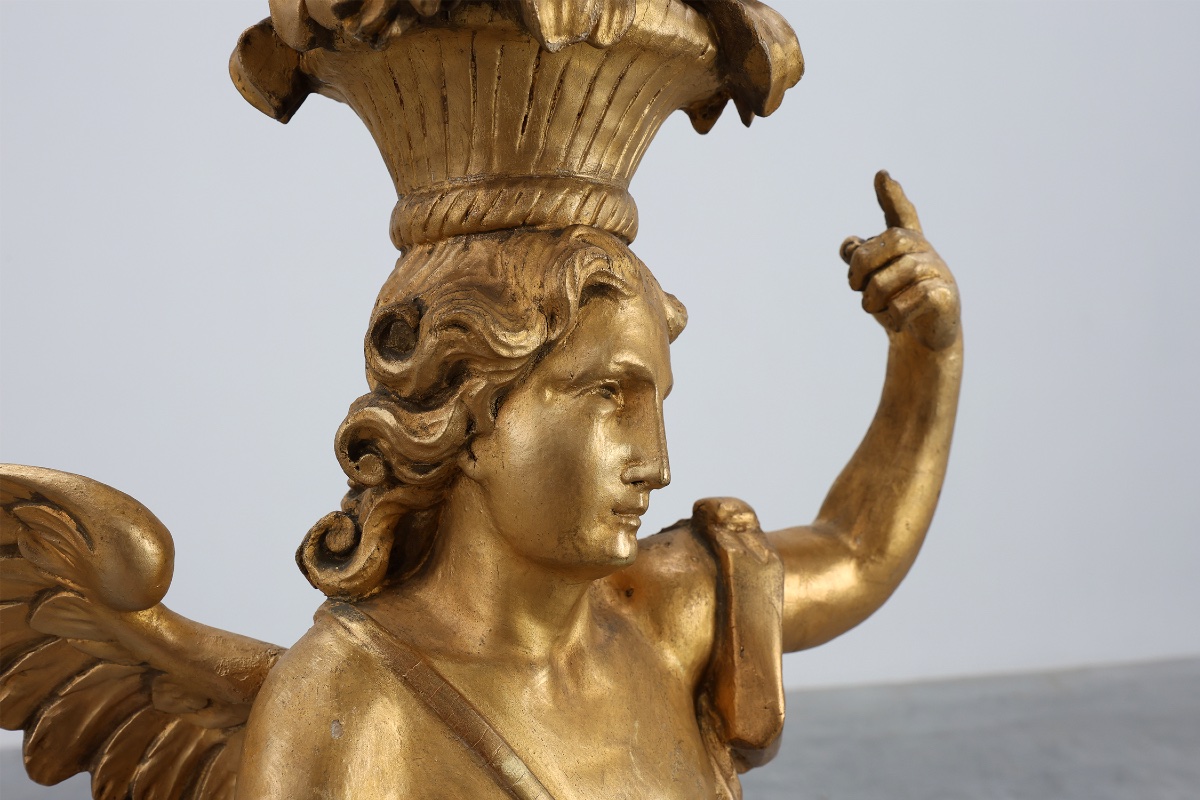 Gilded Oak Angel, Louis XVI Style, Part Of An Altar, Early 18th Century-photo-3