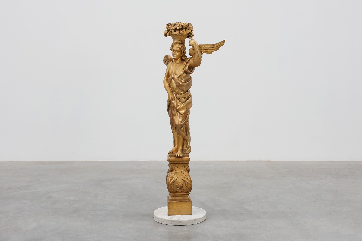 Gilded Oak Angel, Louis XVI Style, Part Of An Altar, Early 18th Century-photo-4