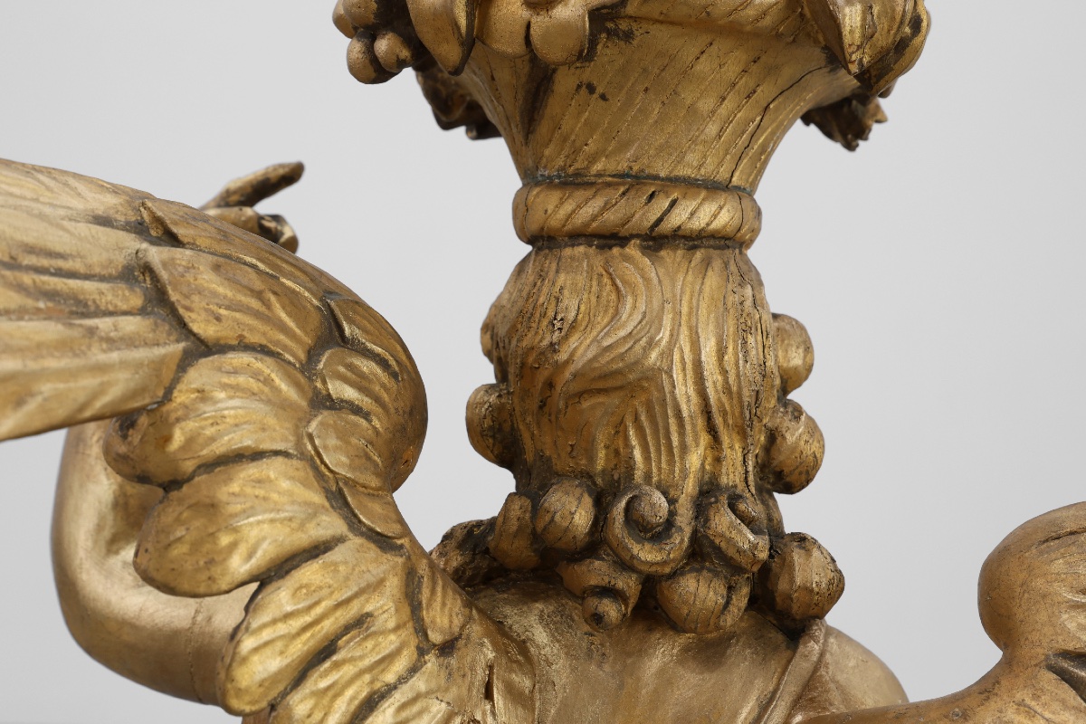 Gilded Oak Angel, Louis XVI Style, Part Of An Altar, Early 18th Century-photo-6