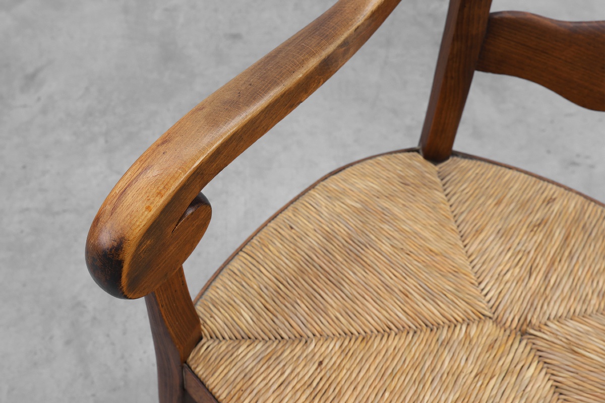 French Provincial Ladder‑back Armchair With Woven Rush Seat, 19th Century-photo-5
