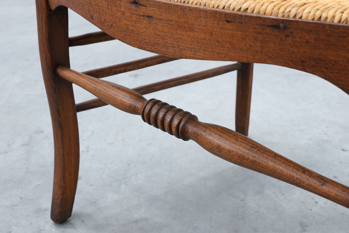 French Provincial Ladder‑back Armchair With Woven Rush Seat, 19th Century-photo-7